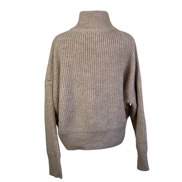 Calvin Klein Sz S Oversized Chunky Knit Boxy Sweater Mock Neck 1/2 Zip Cropped - Picture 6 of 16